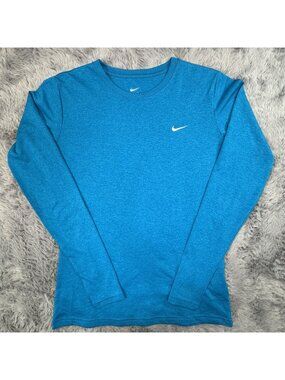 Nike Dri-FIT Women's Long Sleeve Training T-Shirt Blue Small Athletic NEW